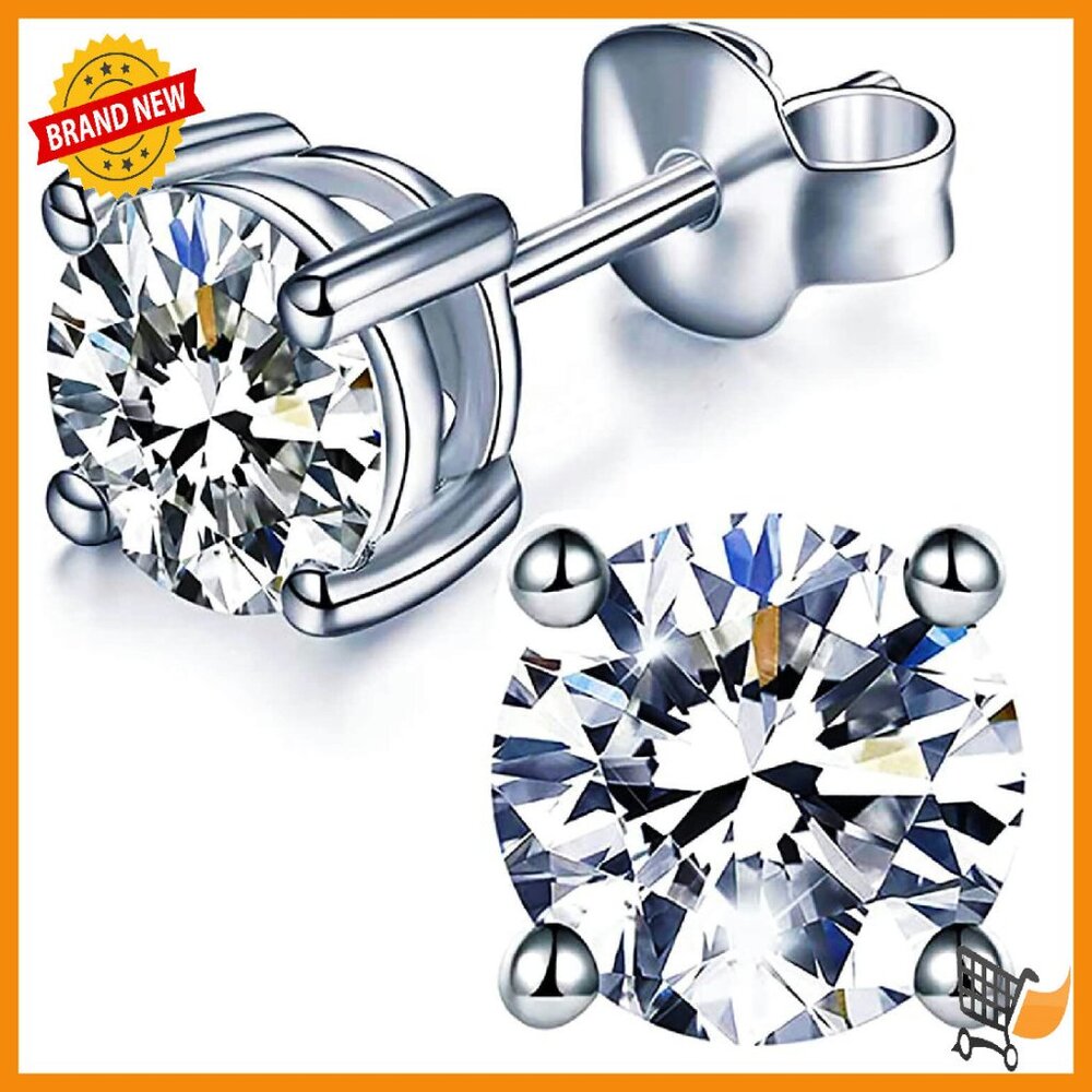 5mm Moissanite Stud Earrings 925 Sterling Silver Hypoallergenic